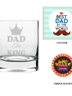 King Dad Engraved Whiskey Glass