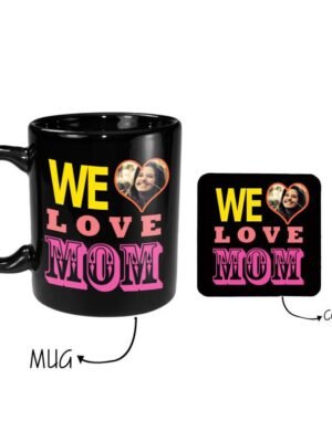Personalized We Love Mom Photo Mug Black