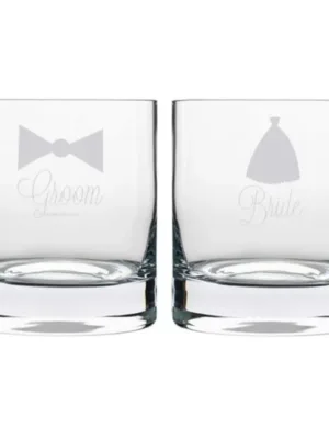 Bride And Groom Engraved Whiskey Glasses