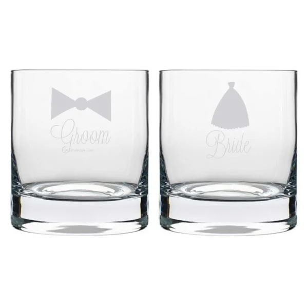 Bride And Groom Engraved Whiskey Glasses