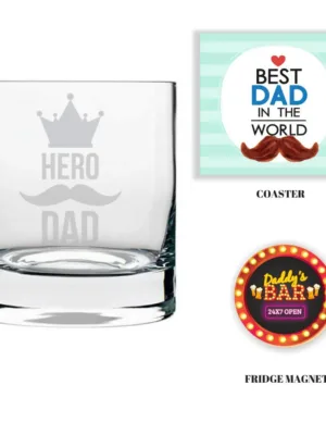 Hero Dad Engraved Whiskey Glass