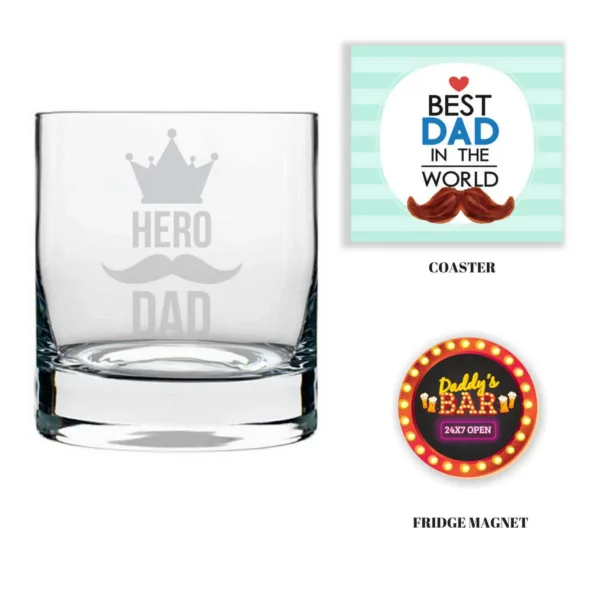 Hero Dad Engraved  Whiskey Glass