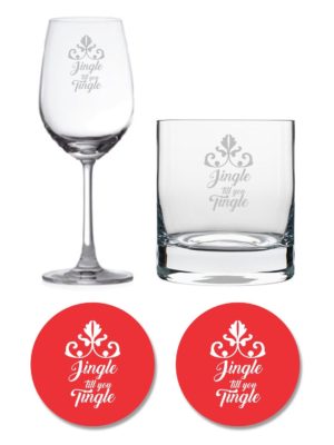 Jingle Till You Tingle Whiskey Wine Glasses Set of 2