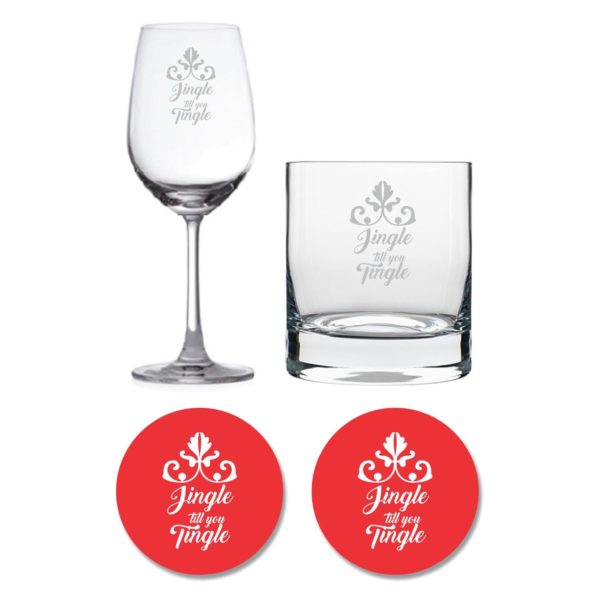 Jingle Till You Tingle Whiskey Wine Glasses Set of 2