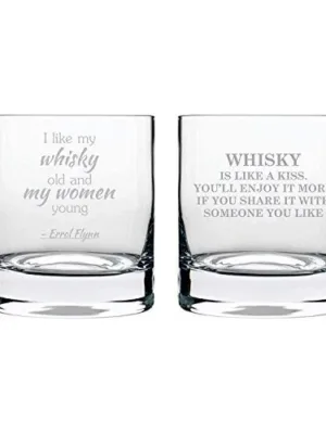 Whisky is Like A Kiss Engraved Stelvio Whiskey Glasses