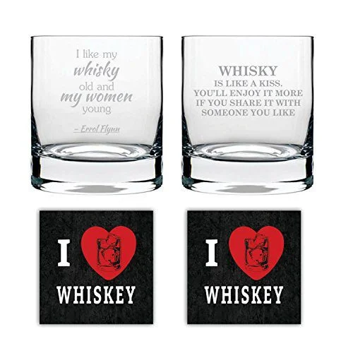 Whisky is Like A Kiss Engraved Stelvio Whiskey Glasses