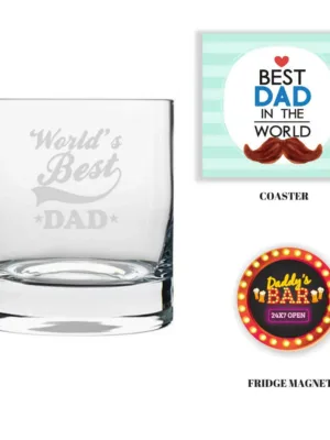 Worlds Best Dad Engraved Whiskey Glass