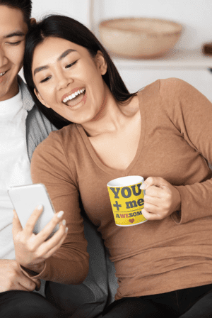 You and Me Awesome Hug Me Couple Coffee Mug