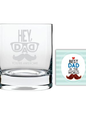 Moustache Awesome Dad Whiskey Glass