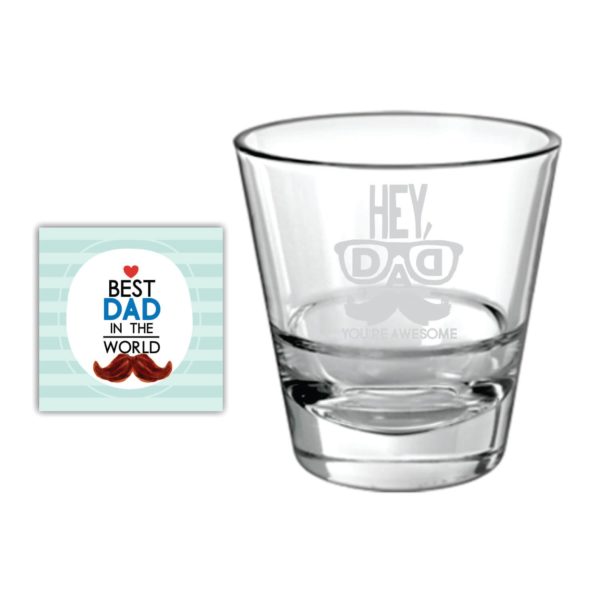 Moustache Awesome Dad Whiskey Glass