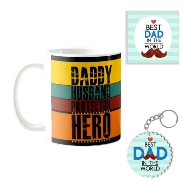 Daddy Husband Protector Hero Combo Set of 3 - Mug, Coaster, Keychain