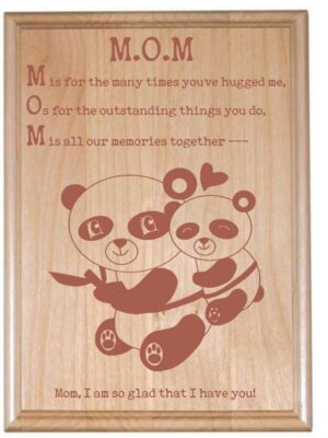 Engraved Cute Panda Bear Mom Plaque