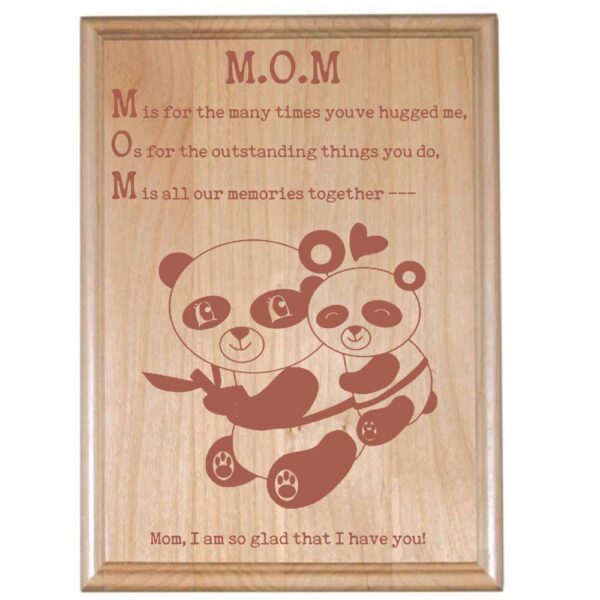 Engraved Cute Panda Bear Mom Plaque