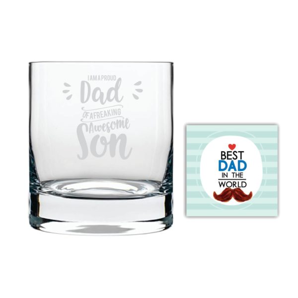 Moustache Awesome Dad Whiskey Glass