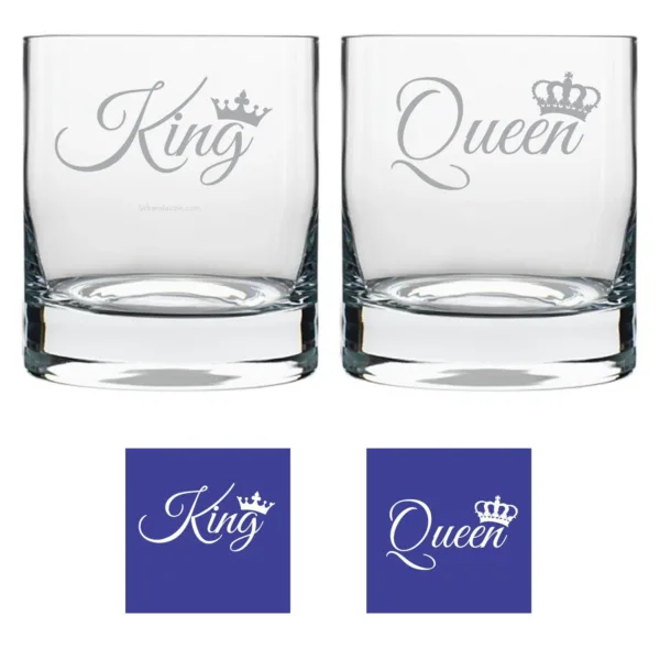 King Queen Engraved Whiskey Glasses