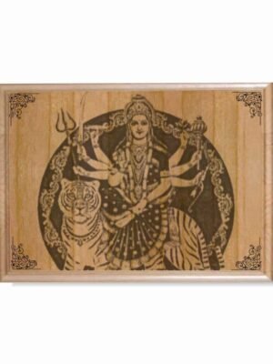 Engraved Shri Mata Vaishno Devi Wooden Plaque