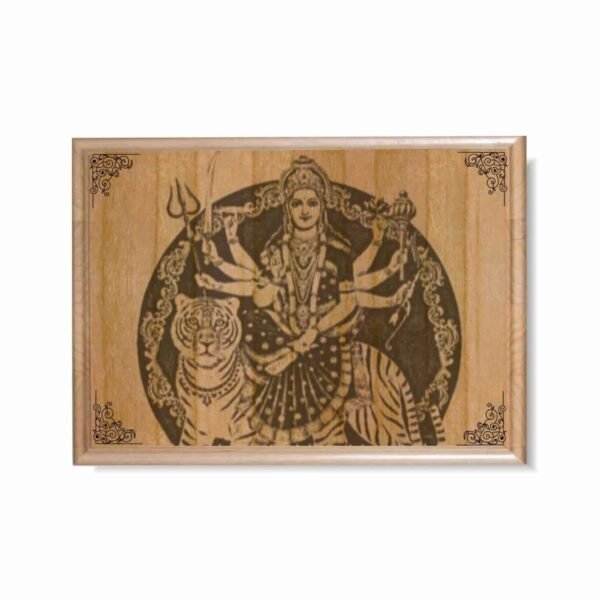 Engraved Shri Mata Vaishno Devi Wooden Plaque