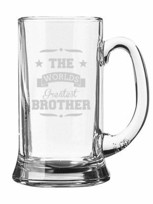 Engraved Greatest Brother Beer Mug With Coaster