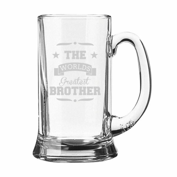Engraved Greatest Brother Beer Mug With Coaster
