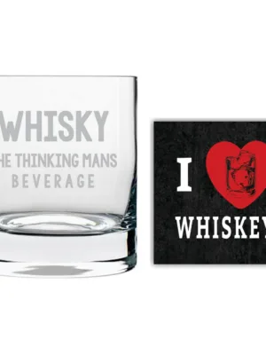 Thinking Mans Beverage Engraved Whiskey Glass