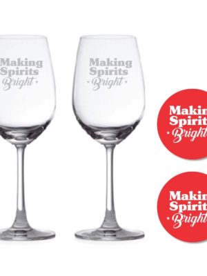 Making Spirits Bright Wine Glasses Set of 2