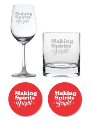 Making Spirits Bright Whiskey Wine Glasses Set of 2