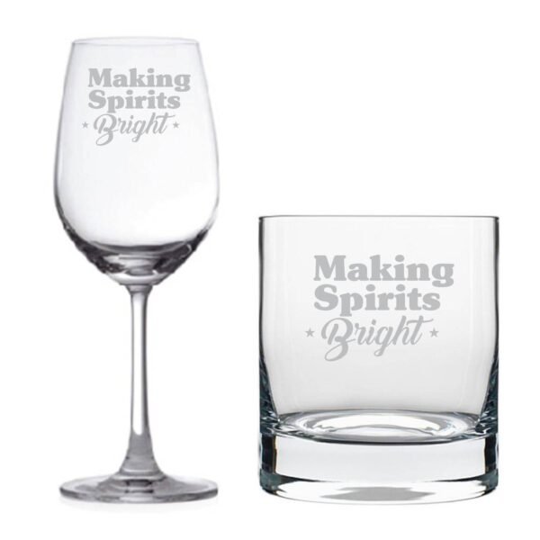 Making Spirits Bright Whiskey Wine Glasses Set of 2