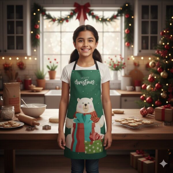 Cute Bear Printed Christmas apron