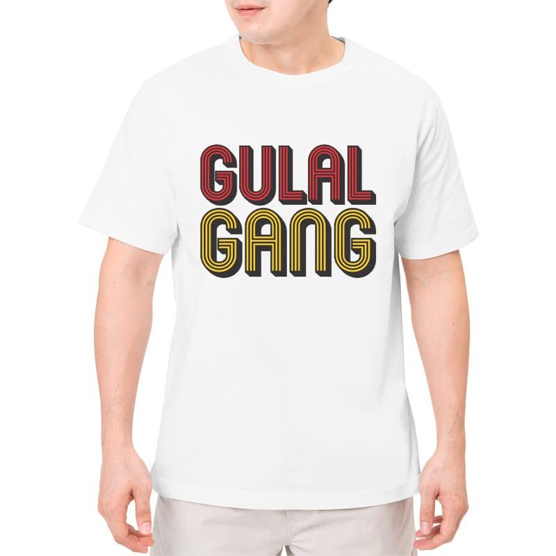 TheYaYaCafe Holi T-Shirt Gulal Gang Mens Drifit Printed White