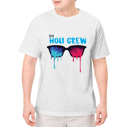 TheYaYaCafe Holi Gifts Holi Crew Printed White Mens T-Shirt - Dri-fit