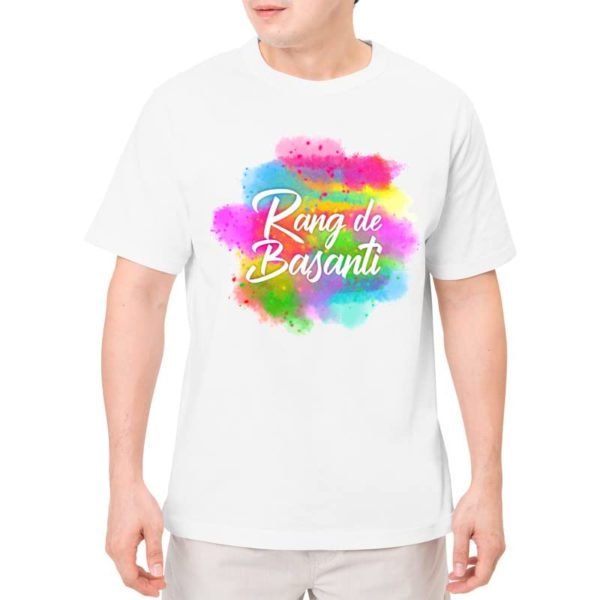 TheYaYaCafe Holi T-Shirt Rang De Basanti Mens Drifit Printed White