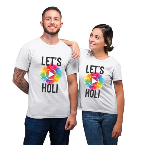 TheYaYaCafe Holi Couple T-Shirts Lets Play Holi Drifit Men Women