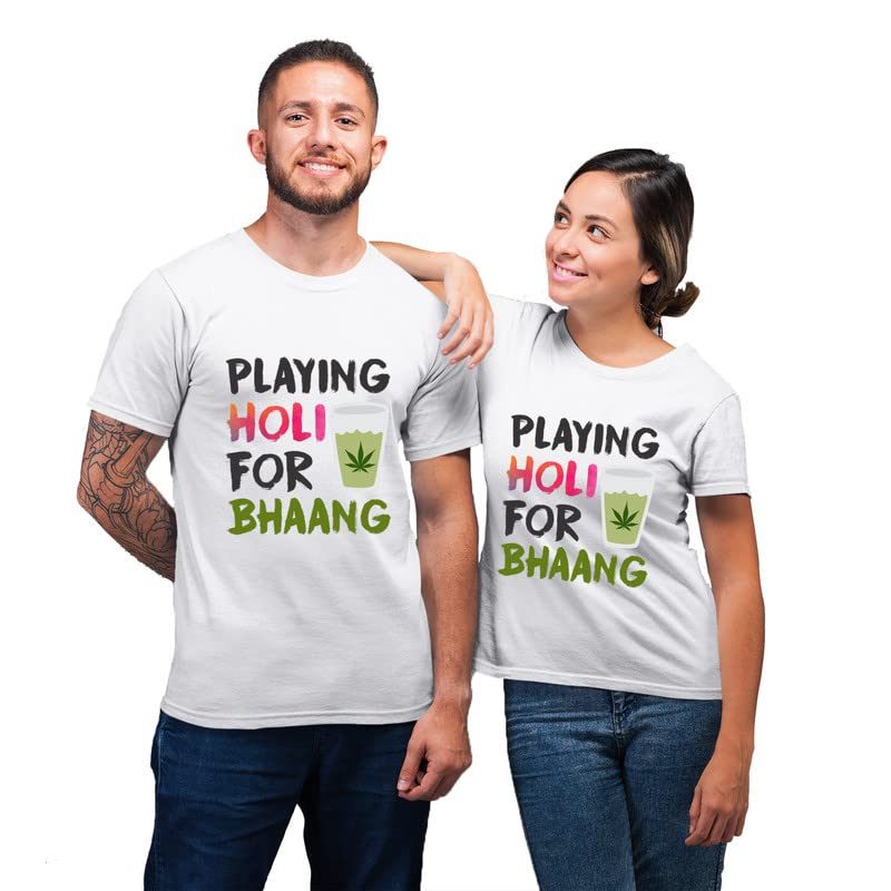 TheYaYaCafe Printed Holi Couple T-Shirts Playing Holi Drifit Men Women