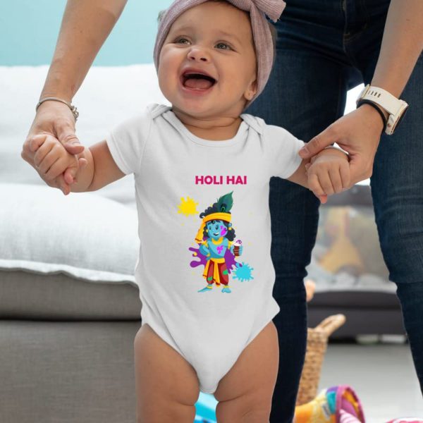 Holi Kids T-Shirts Printed Holi Hai Krishna