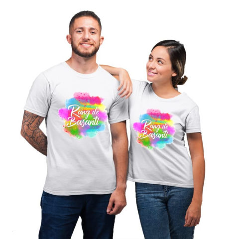 TheYaYaCafe Holi Couple T-Shirts Rang De Basanti Drifit Men Women