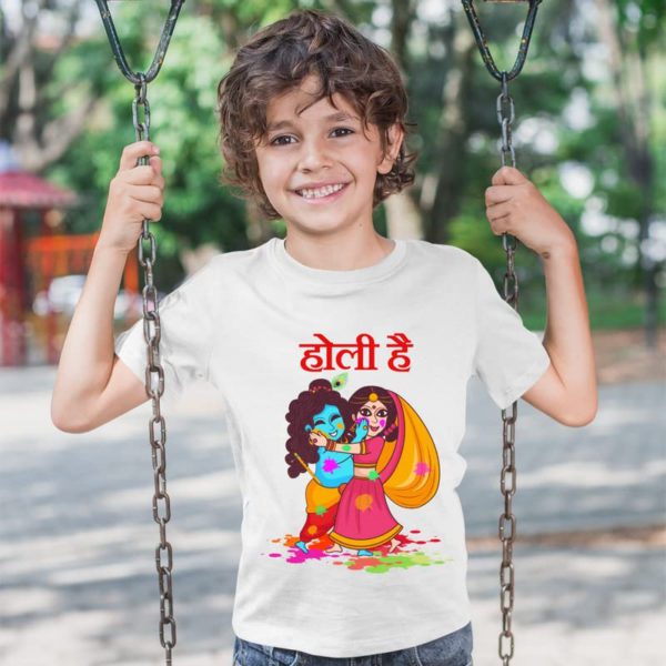 Holi Kids T-Shirts Printed Radha Krishna Holi Hai