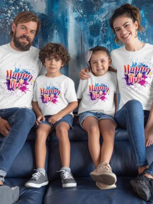 Happy Holi Printed Family Holi T-shirts