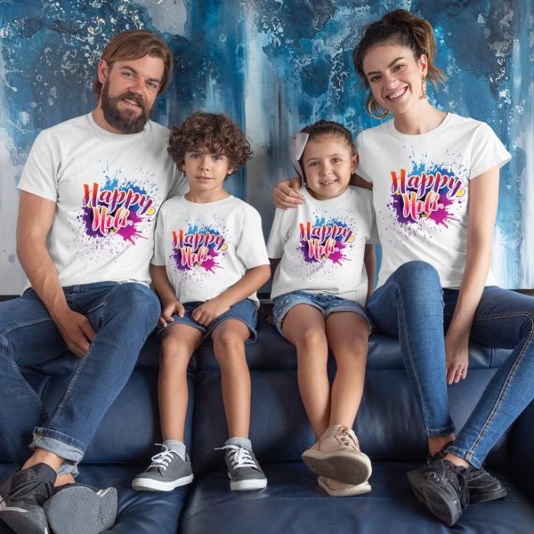 Holi Family T-Shirts Printed Happy Holi