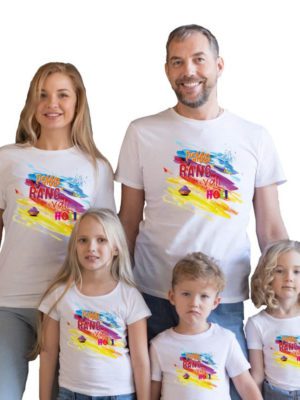 Pakke Rang Holi Matching Family T-Shirts