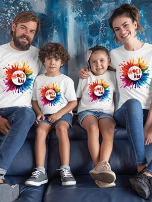 Holi Hai Printed Family Holi T-shirt