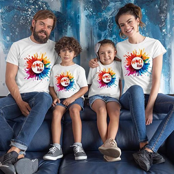 Holi Family T-Shirts Printed Holi Hai