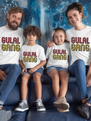 gulal gang printed family holi tshirt