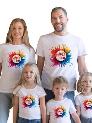 Holi Family T-Shirts Printed Holi Hai