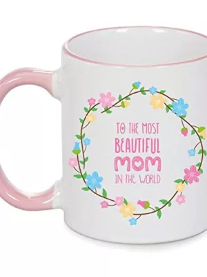 Giftsmate Mothers Day Gifts for Mom, Most Beautiful Mom Coffee Mug for Mother, Coaster Combo Set of 2