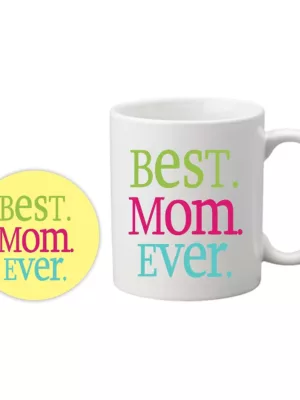 TheYaYaCafe Yaya Cafe Birthday Gifts for Mom Mother, Best Mom Ever Coffee Mug for Mother, Coaster Combo Set of 2