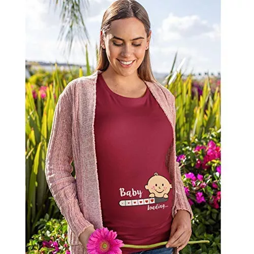 TheYaYaCafe Mothers Day Cute Funny Baby Loading Women's Pregnancy Maternity T-Shirt Top Tee Round Neck Half Sleeves