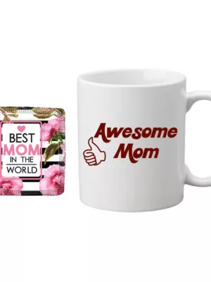 TheYaYaCafe Yaya Cafe Mothers Day Gifts, Awesome Mom Coffee Mug for Mother, Coaster Combo Set of 2