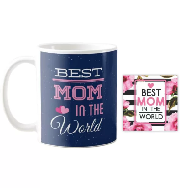 TheYaYaCafe Best Mom in The World Ceramic Coffee Mug with Coaster (330 ml)