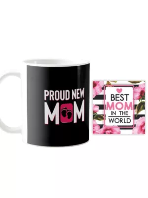 YaYa cafe Mothers Day Gifts for Proud New Mom Magic Coffee Mug with Coaster