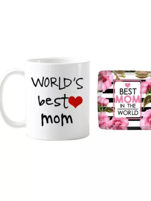 Giftsmate Mothers Day Gifts for Mom, Worlds Best Mom Coffee mug, Coaster set of 2